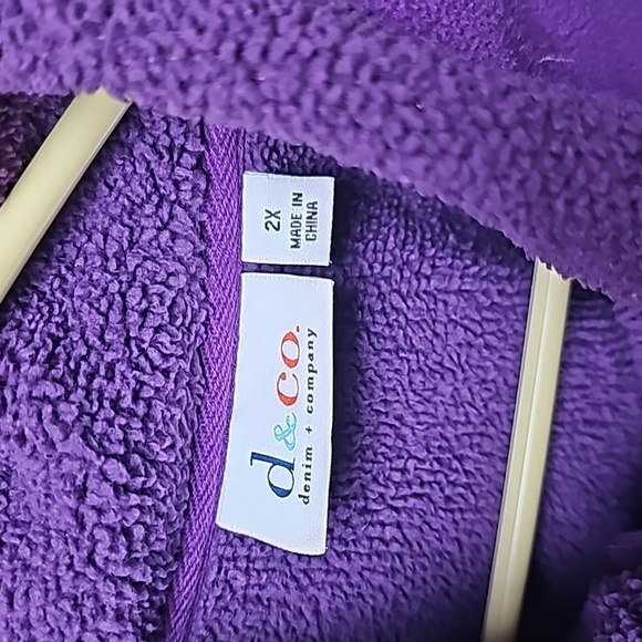 Denim & Co Zip Up Fleece Vest 2X Purple Warm! - Picture 2 of 8